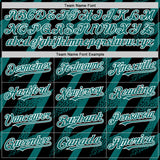 Custom Black Teal-White Zigzag Shape 3D Pattern Design Bomber Full-Snap Varsity Letterman Hoodie Jacket