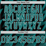 Custom Black Teal-White Zigzag Shape 3D Pattern Design Bomber Full-Snap Varsity Letterman Hoodie Jacket