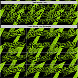 Custom Black Neon Green Zigzag Shape 3D Pattern Design Bomber Full-Snap Varsity Letterman Hoodie Jacket
