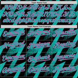 Custom Black Aqua-Pink Zigzag Shape 3D Pattern Design Bomber Full-Snap Varsity Letterman Hoodie Jacket