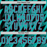 Custom Black Aqua-Pink Zigzag Shape 3D Pattern Design Bomber Full-Snap Varsity Letterman Hoodie Jacket