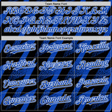 Custom Black Thunder Blue-White Zigzag Shape 3D Pattern Design Bomber Full-Snap Varsity Letterman Hoodie Jacket