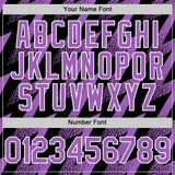 Custom Black Medium Purple-White Zigzag Shape 3D Pattern Design Bomber Full-Snap Varsity Letterman Hoodie Jacket