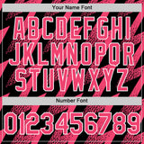 Custom Black Neon Pink-White Zigzag Shape 3D Pattern Design Bomber Full-Snap Varsity Letterman Hoodie Jacket