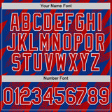 Custom Royal Red-White Zigzag Shape 3D Pattern Design Bomber Full-Snap Varsity Letterman Hoodie Jacket