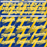 Custom Royal Yellow-White Zigzag Shape 3D Pattern Design Bomber Full-Snap Varsity Letterman Hoodie Jacket