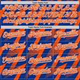 Custom Royal Orange-White Zigzag Shape 3D Pattern Design Bomber Full-Snap Varsity Letterman Hoodie Jacket