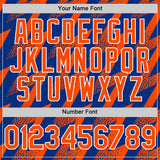 Custom Royal Orange-White Zigzag Shape 3D Pattern Design Bomber Full-Snap Varsity Letterman Hoodie Jacket