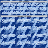 Custom Royal Light Blue-White Zigzag Shape 3D Pattern Design Bomber Full-Snap Varsity Letterman Hoodie Jacket