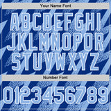 Custom Royal Light Blue-White Zigzag Shape 3D Pattern Design Bomber Full-Snap Varsity Letterman Hoodie Jacket