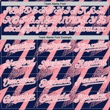 Custom Navy Medium Pink-White Zigzag Shape 3D Pattern Design Bomber Full-Snap Varsity Letterman Hoodie Jacket