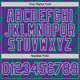 Custom Purple Teal-White Zigzag Shape 3D Pattern Design Bomber Full-Snap Varsity Letterman Hoodie Jacket