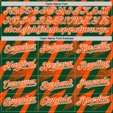 Custom Green Orange-White Zigzag Shape 3D Pattern Design Bomber Full-Snap Varsity Letterman Hoodie Jacket