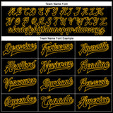 Custom Black Black-Gold Bomber Full-Snap Varsity Faux Leather Letterman Jacket