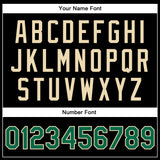 Custom Black Kelly Green-Cream Bomber Full-Snap Varsity Faux Leather Letterman Jacket