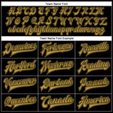 Custom Black Old Gold-Black Bomber Full-Snap Varsity Faux Leather Letterman Jacket