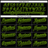 Custom Black Black-Neon Green Bomber Full-Snap Varsity Faux Leather Letterman Jacket