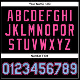 Custom Black Light Blue-Pink Bomber Full-Snap Varsity Faux Leather Letterman Jacket