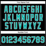 Custom Black Aqua-White Bomber Full-Snap Varsity Faux Leather Letterman Jacket