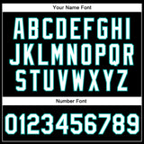 Custom Black White-Aqua Bomber Full-Snap Varsity Faux Leather Letterman Jacket