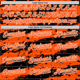 Custom Black Orange-White Splash 3D Pattern Design Bomber Full-Snap Varsity Letterman Hoodie Jacket