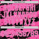 Custom Black Pink-White Splash 3D Pattern Design Bomber Full-Snap Varsity Letterman Hoodie Jacket