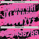 Custom Black Pink-Light Blue Splash 3D Pattern Design Bomber Full-Snap Varsity Letterman Hoodie Jacket