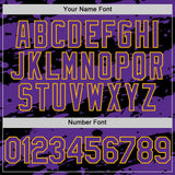 Custom Black Purple-Gold Splash 3D Pattern Design Bomber Full-Snap Varsity Letterman Hoodie Jacket