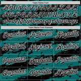 Custom Teal Black-White Splash 3D Pattern Design Bomber Full-Snap Varsity Letterman Hoodie Jacket
