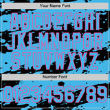 Custom Black Sky Blue-Pink Splash 3D Pattern Design Bomber Full-Snap Varsity Letterman Hoodie Jacket