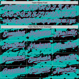 Custom Black Aqua-Pink Splash 3D Pattern Design Bomber Full-Snap Varsity Letterman Hoodie Jacket