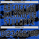 Custom Thunder Blue Black-White Splash 3D Pattern Design Bomber Full-Snap Varsity Letterman Hoodie Jacket