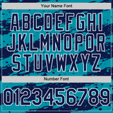 Custom Teal Navy-White Splash 3D Pattern Design Bomber Full-Snap Varsity Letterman Hoodie Jacket