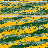 Custom Gold Green-White Splash 3D Pattern Design Bomber Full-Snap Varsity Letterman Hoodie Jacket