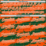 Custom Green Orange-White Splash 3D Pattern Design Bomber Full-Snap Varsity Letterman Hoodie Jacket