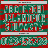 Custom Red Kelly Green-White Splash 3D Pattern Design Bomber Full-Snap Varsity Letterman Hoodie Jacket