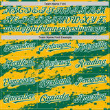 Custom Gold Kelly Green-White Splash 3D Pattern Design Bomber Full-Snap Varsity Letterman Hoodie Jacket