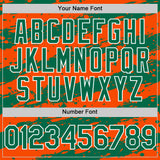 Custom Orange Kelly Green-White Splash 3D Pattern Design Bomber Full-Snap Varsity Letterman Hoodie Jacket