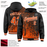 Custom Black Orange-White Abstract Fragment Art 3D Pattern Design Bomber Full-Snap Varsity Letterman Hoodie Jacket