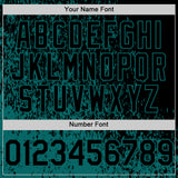 Custom Black Black-Teal Abstract Fragment Art 3D Pattern Design Bomber Full-Snap Varsity Letterman Hoodie Jacket