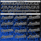 Custom Thunder Blue Black-White Abstract Fragment Art 3D Pattern Design Bomber Full-Snap Varsity Letterman Hoodie Jacket