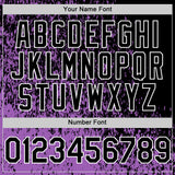 Custom Medium Purple Black-White Abstract Fragment Art 3D Pattern Design Bomber Full-Snap Varsity Letterman Hoodie Jacket