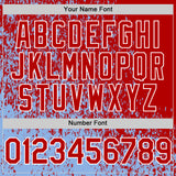 Custom Light Blue Red-White Abstract Fragment Art 3D Pattern Design Bomber Full-Snap Varsity Letterman Hoodie Jacket