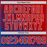 Custom Royal Red-White Abstract Fragment Art 3D Pattern Design Bomber Full-Snap Varsity Letterman Hoodie Jacket