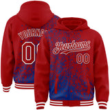 Custom Royal Red-White Abstract Fragment Art 3D Pattern Design Bomber Full-Snap Varsity Letterman Hoodie Jacket