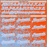 Custom Orange Light Blue-White Abstract Fragment Art 3D Pattern Design Bomber Full-Snap Varsity Letterman Hoodie Jacket