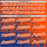 Custom Royal Orange-White Abstract Fragment Art 3D Pattern Design Bomber Full-Snap Varsity Letterman Hoodie Jacket