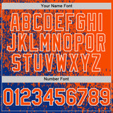 Custom Royal Orange-White Abstract Fragment Art 3D Pattern Design Bomber Full-Snap Varsity Letterman Hoodie Jacket