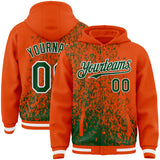 Custom Orange Green-White Abstract Fragment Art 3D Pattern Design Bomber Full-Snap Varsity Letterman Hoodie Jacket