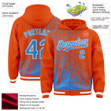 Custom Orange Powder Blue-White Abstract Fragment Art 3D Pattern Design Bomber Full-Snap Varsity Letterman Hoodie Jacket